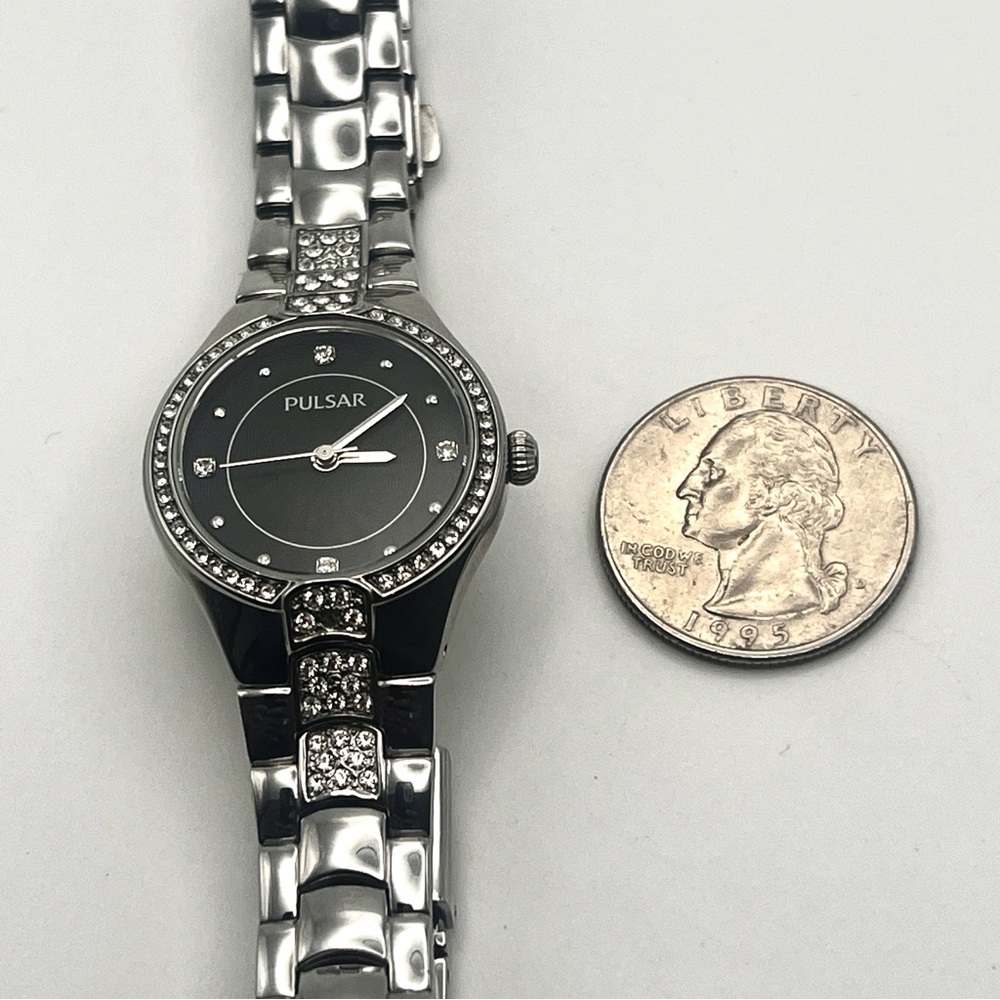 PULSAR Watch Silver and Black with Rhinestone Accents - Picture 8 of 11